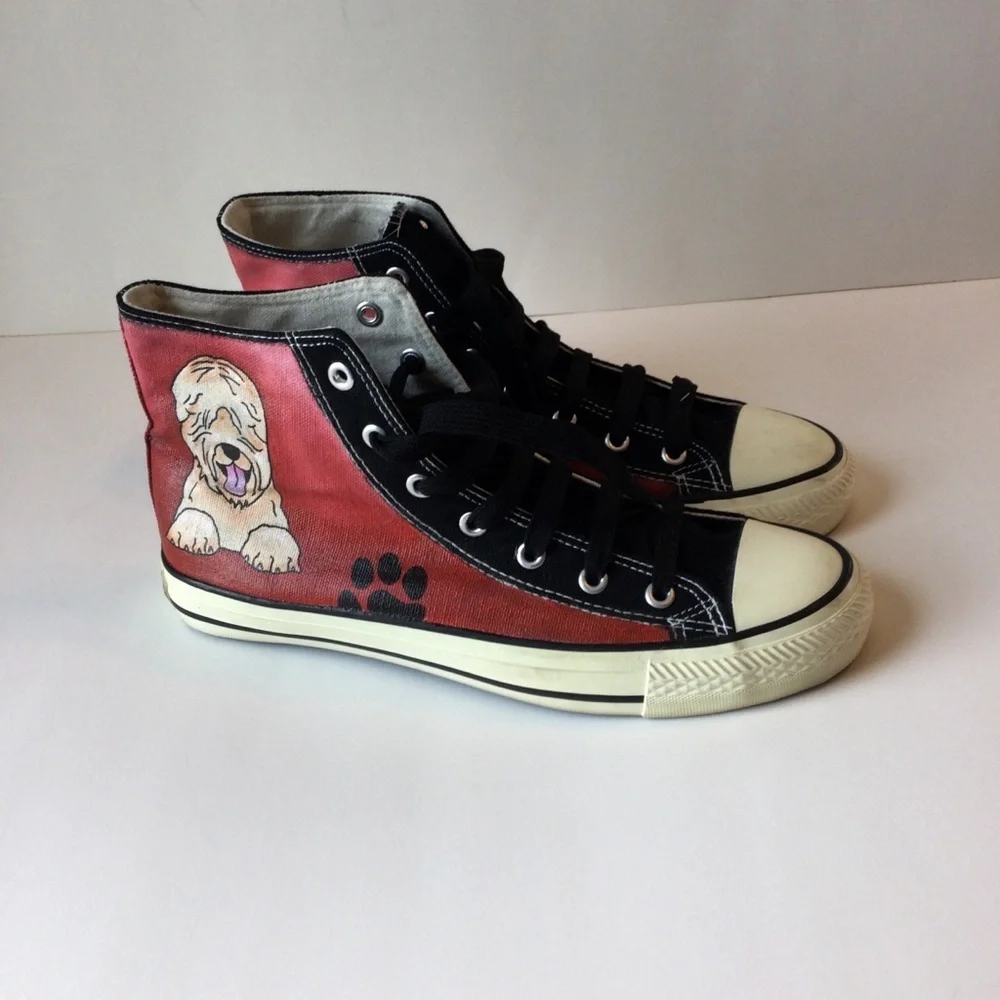 Tony-P Black and Red High-Top Sneakers with Chic Dog Design Size 40 or kids 7
